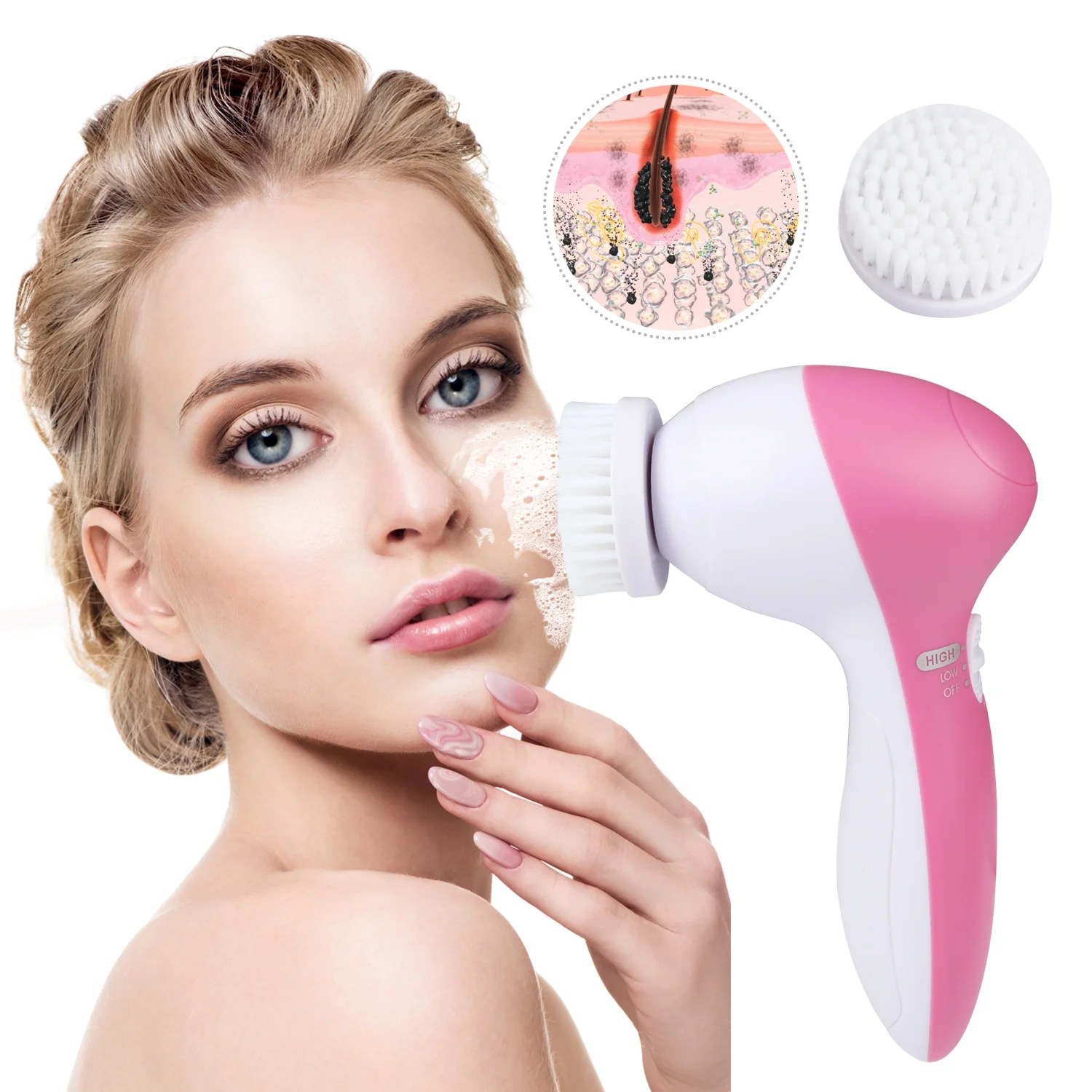 iMounTEK 5in1 Electric Facial Cleansing Brush Set Waterproof Face