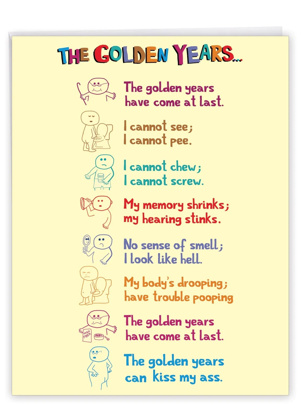 Jumbo Funny Birthday Card (8.5" x 11") Hilarious Golden Years Poem