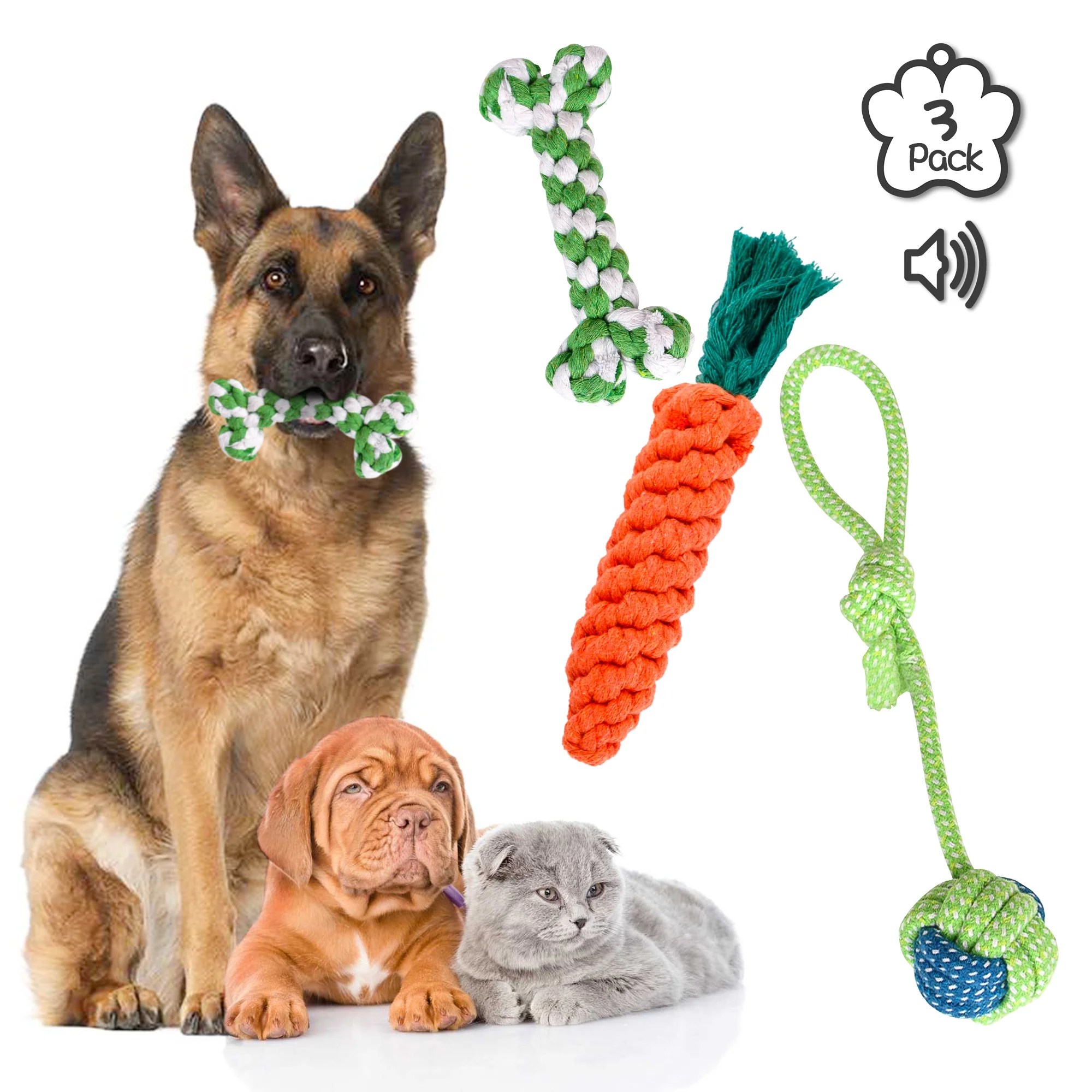 Chew Toys for Dogs, Squeaky Toys for Puppies, Dog Chew Toy for Teething