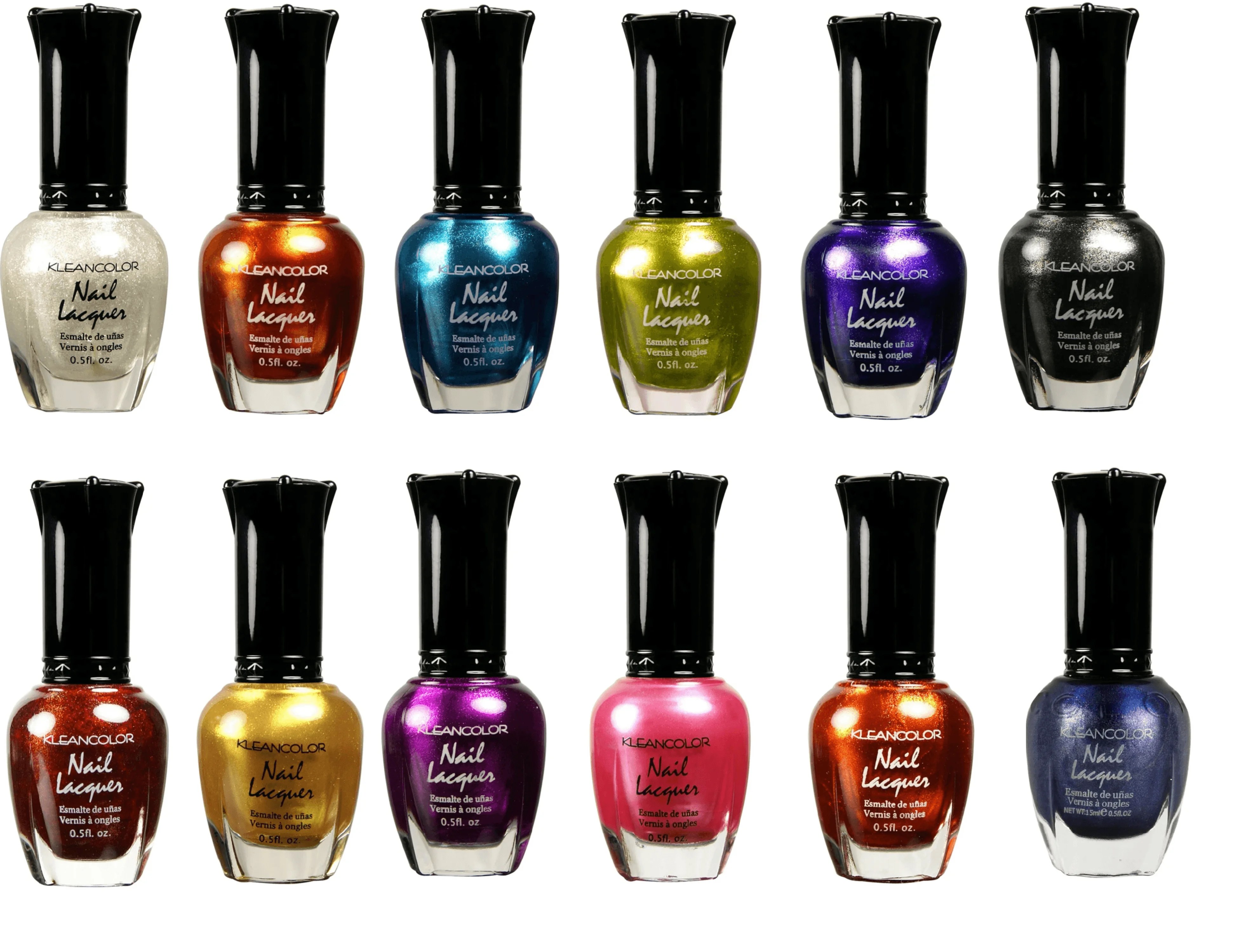 Kleancolor Nail Polish, Metallic Set, 12 Pieces