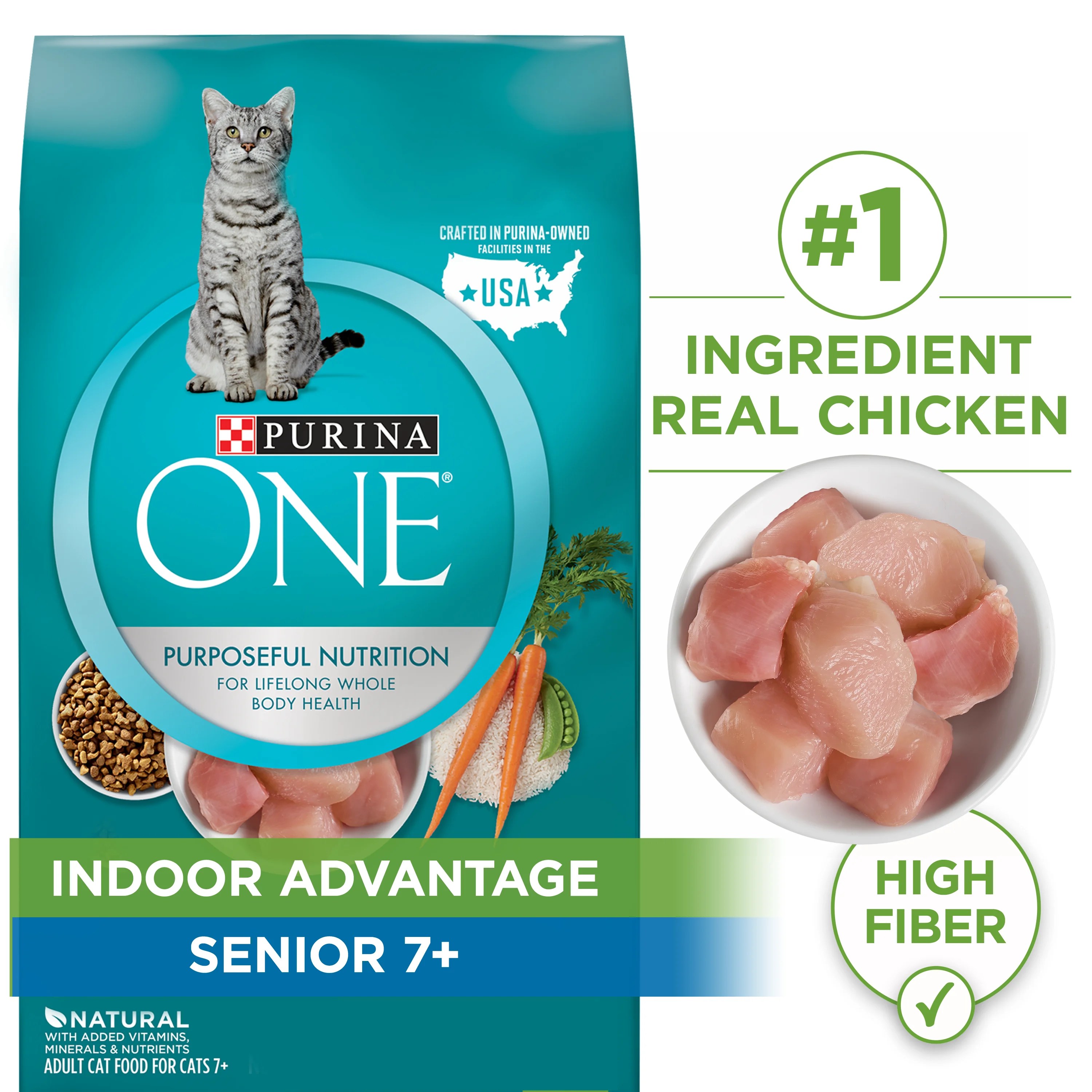 Purina ONE High Protein, Natural Senior Dry Cat Food, Indoor Advantage