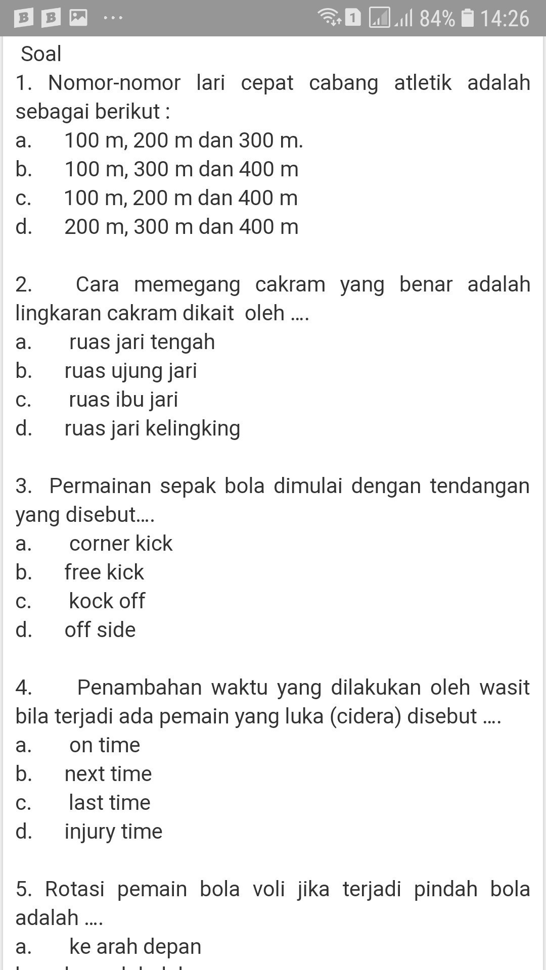 Contoh Soal Pjok Kelas 1 Sd Semester 2 Kurikulum 2013