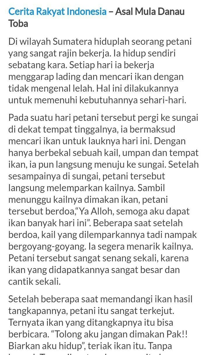 contoh cerita non fiksi pendek singkat