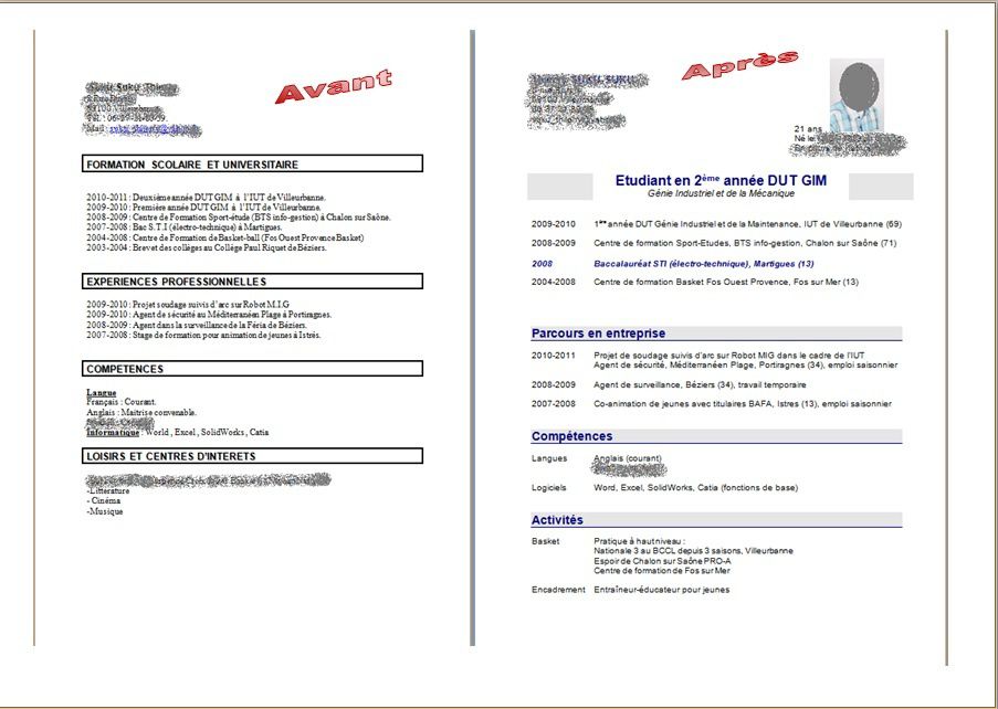 exemple de cv sur 2 pages