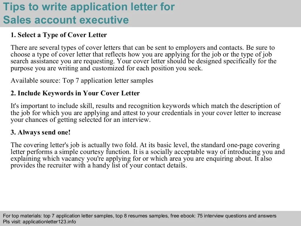 Sales account executive application letter