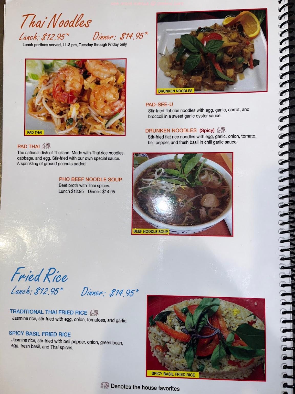 Menu at Suwannee Thai Cuisine restaurant, Kearney