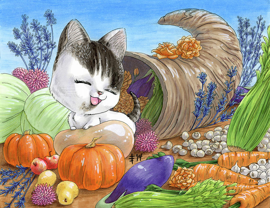 Thanksgiving Kiki Mixed Media by Denise Hutchins Fine Art America