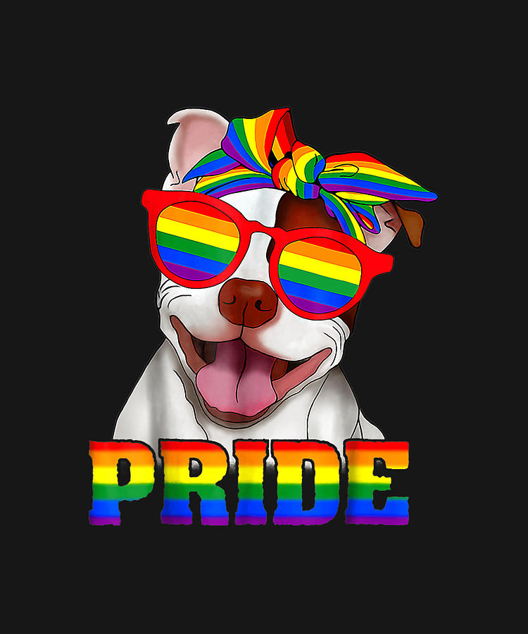 Pitbull Gay Pride LGBT Rainbow Flag Sunglasses Pride Month Drawing by DHBubble Fine Art America