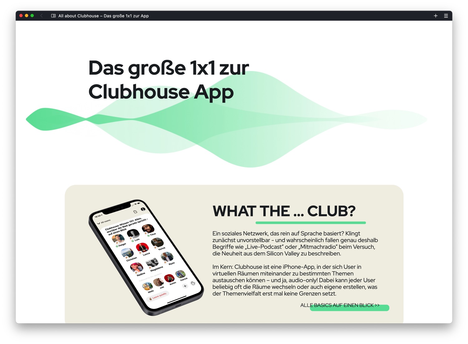 Clubhouse Video und Webseite erklären SprachChatApp