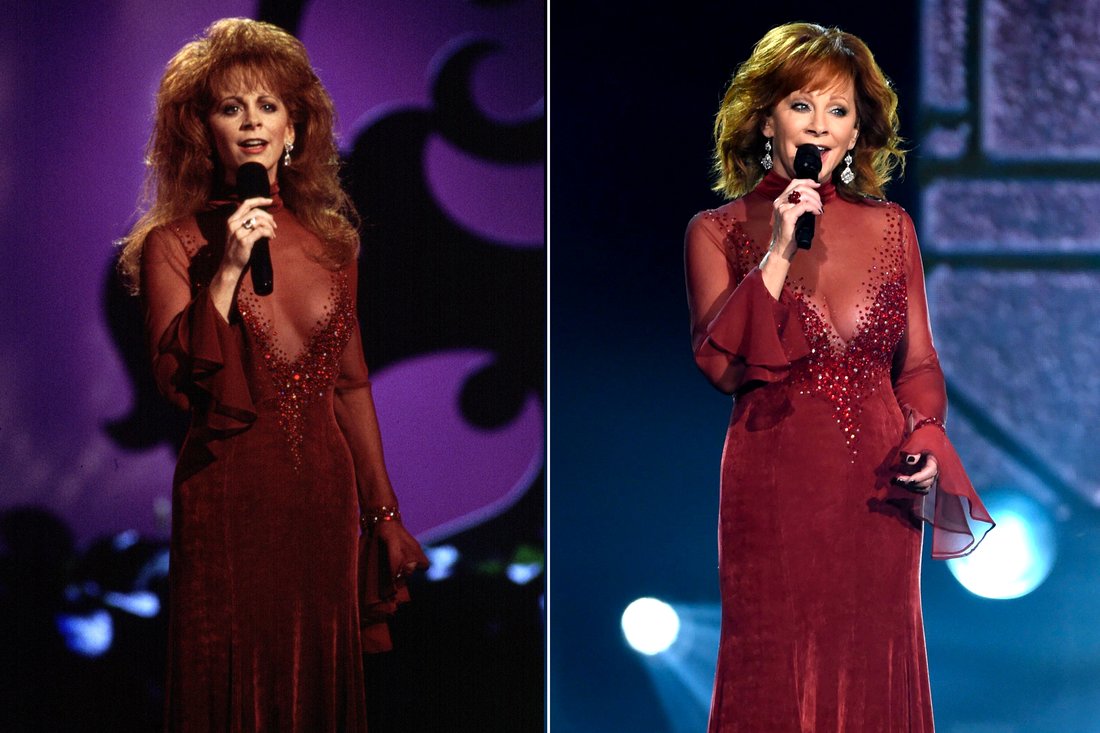 REBA REWEARS HER ICONIC RED DRESS
