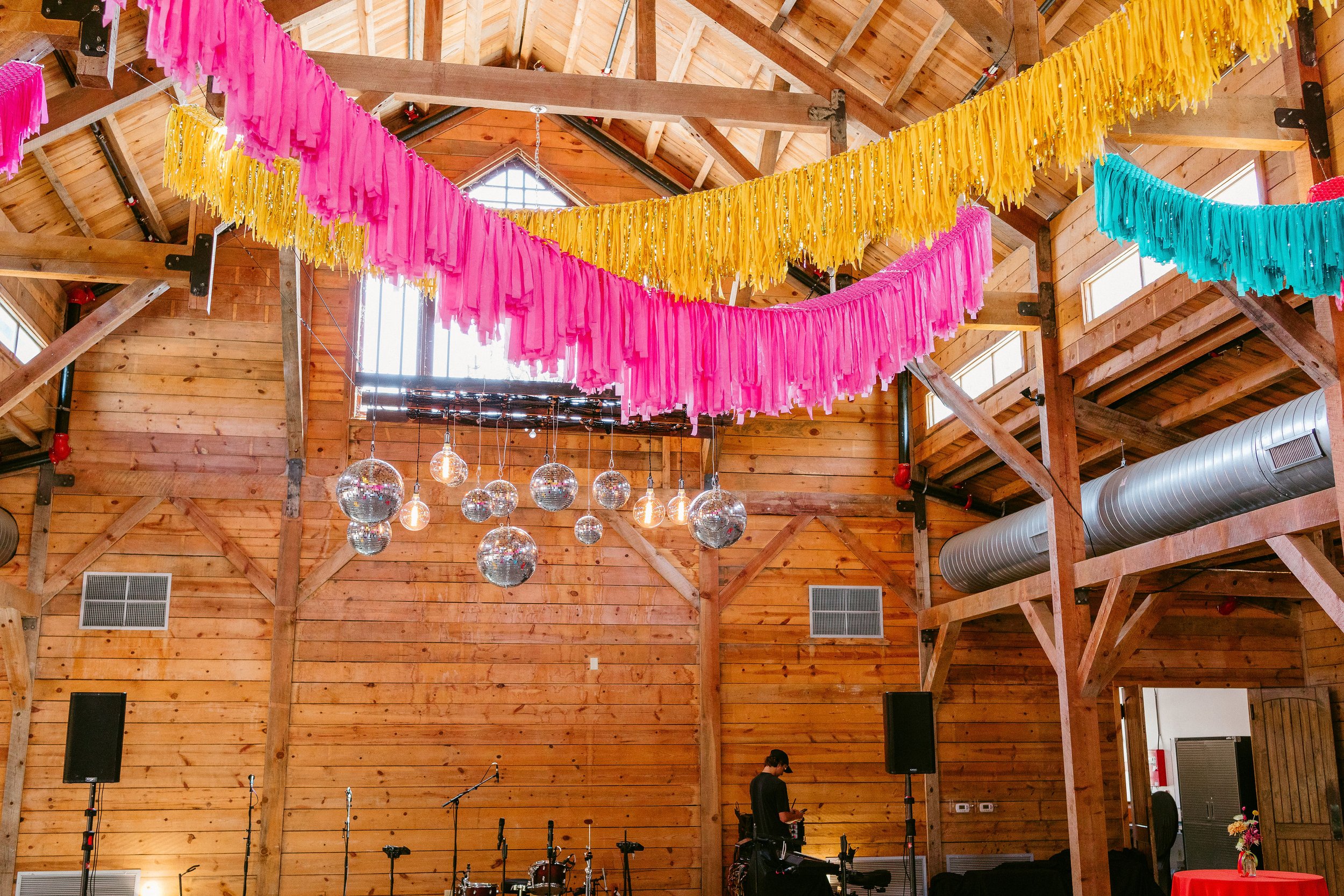 Neon Streamer Decor for Addison Grove Sip and See in Austin, TX — Pop & Drop