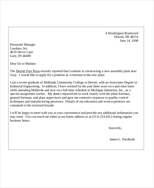 11+ Sample College Application Letters PDF, DOC Free