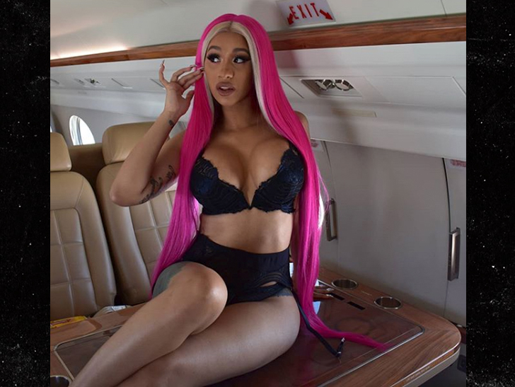 Cardi B Shares Racy Lingerie Pic in Pink Wig on Private Jet