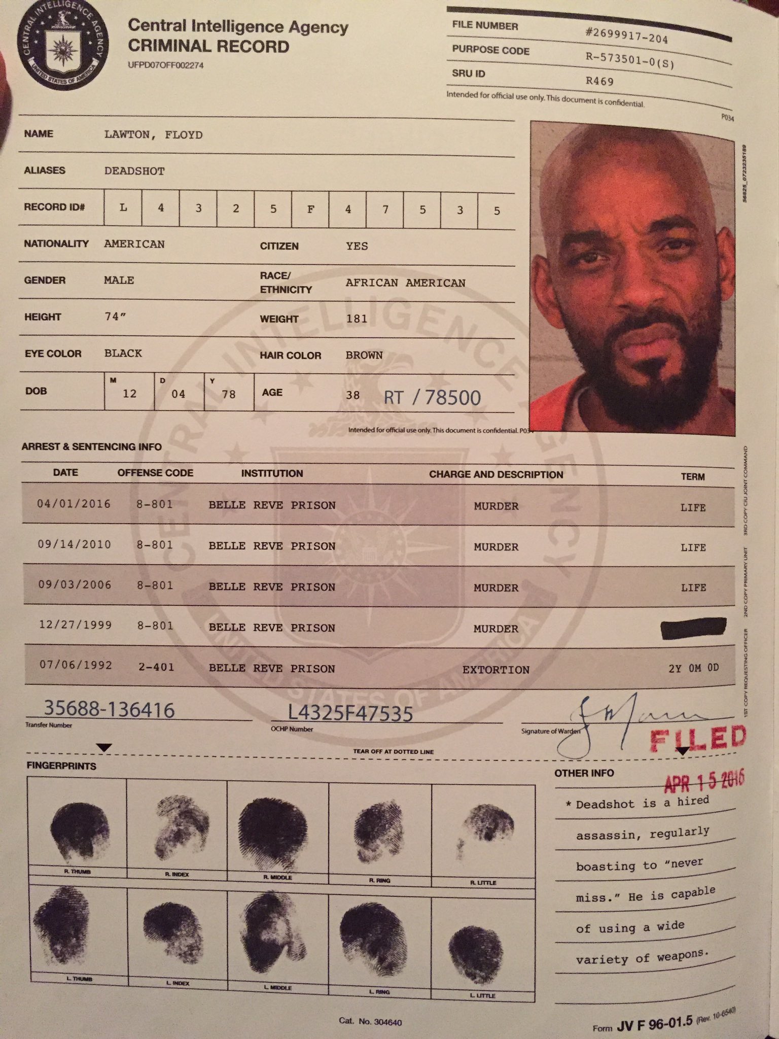 Criminal Record Floyd Lawton Suicide Squad Photo (39829979) Fanpop