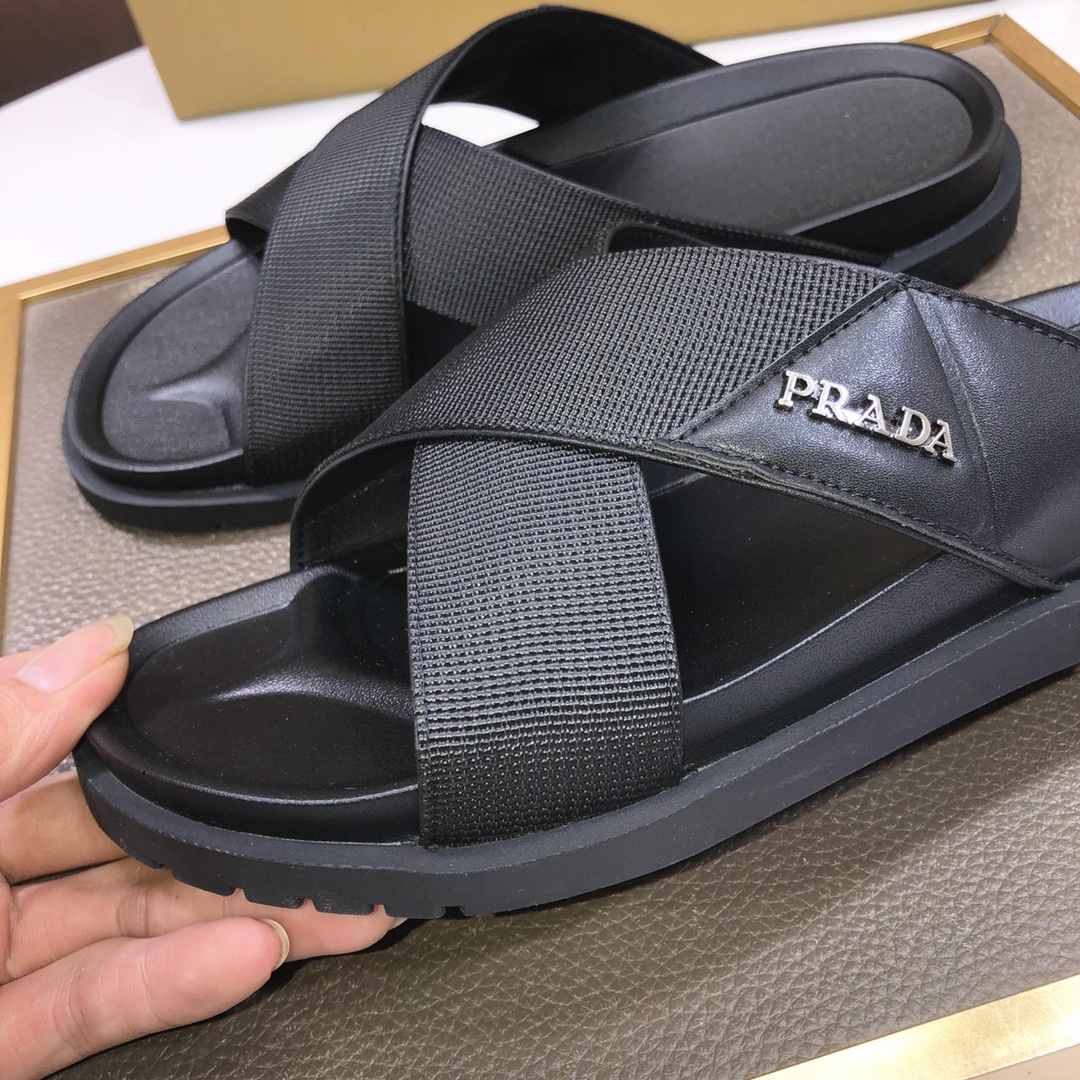 Prada Slippers For Men 982566 60.00 USD, Wholesale Replica Prada Slippers