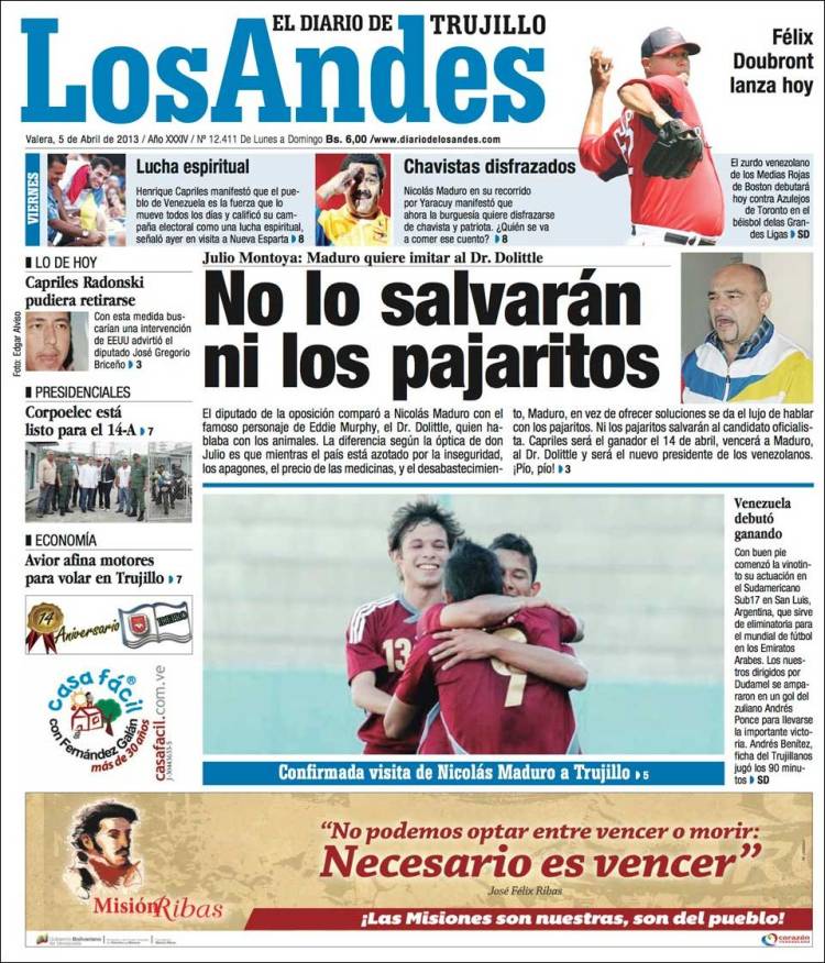 Periódico Diario de los Andes (Venezuela). Periódicos de Venezuela