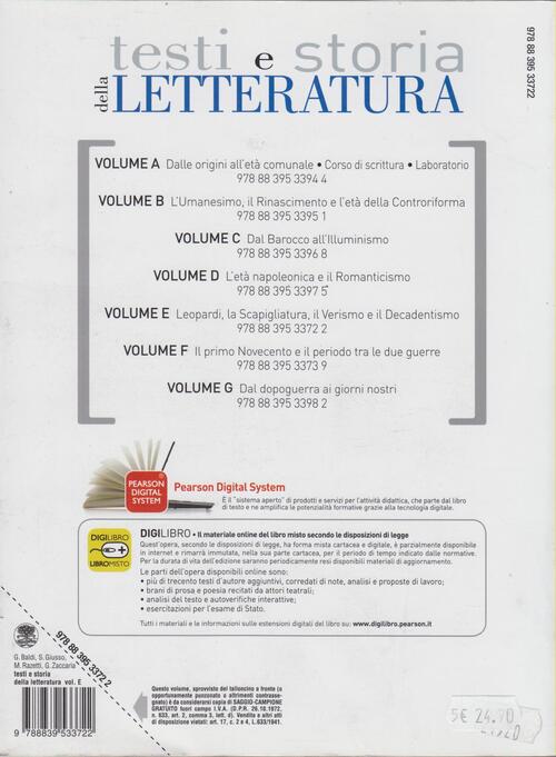 Testi e storia della letteratura. Vol. E Leopardi, la