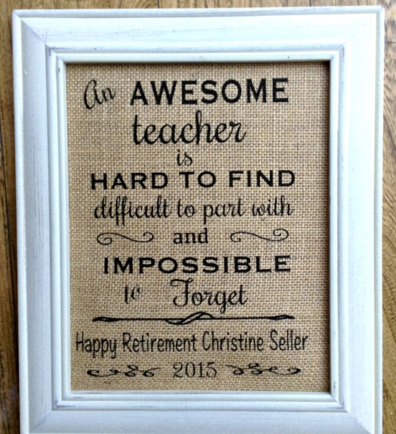 Teacher retirement gift burlap print custom print