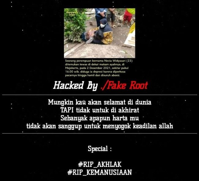 Suarakan Keadilan Novia Widyasari, Situs KPU Jawa Timur Diretas 1 Situs resmi KPU Jawa Timur kena hack untuk suarakan keadilan Novia Widyasari