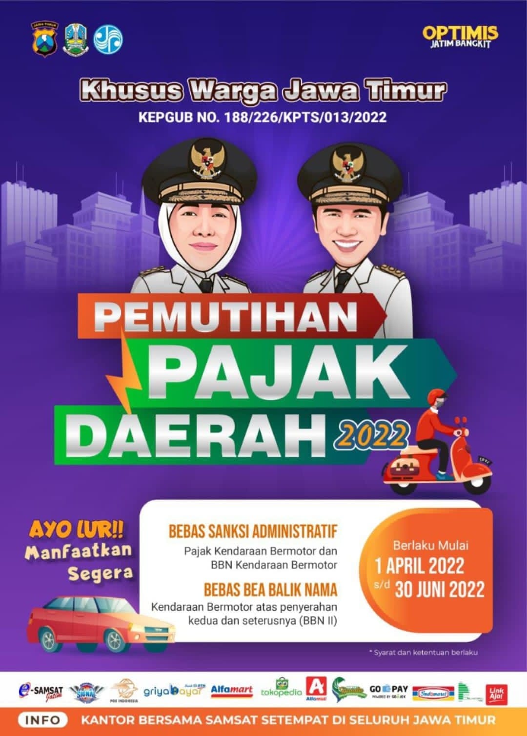 Pemutihan Pajak Kendaraan Jawa Timur Terakhir Besok, Kamis 30 Juni 2022 1 Informasi pemutihan pajak kendaraan di Jawa Timur