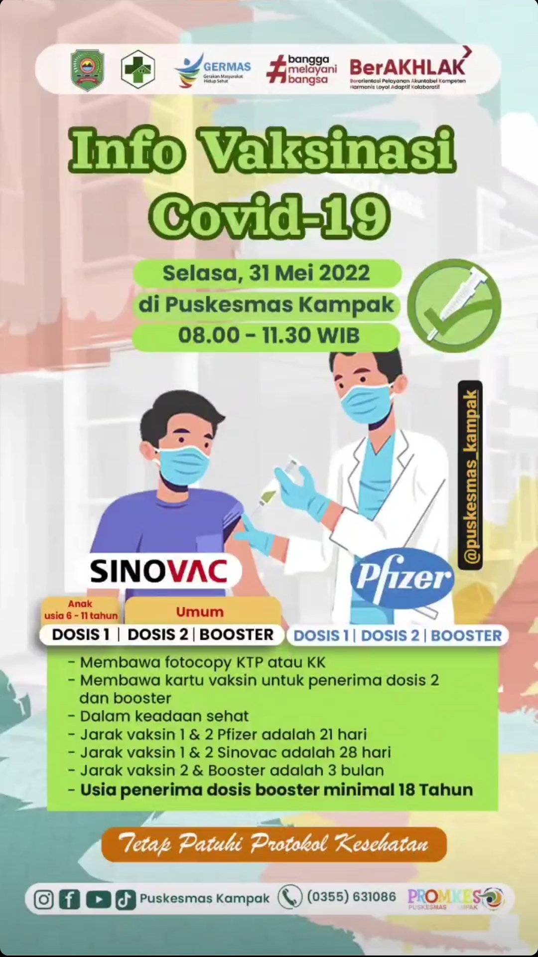 Jadwal Vaksin Covid-19 Trenggalek, Selasa 31 Mei 2022 1 Jadwal vaksin Covid-19 di Kecamatan Kampak