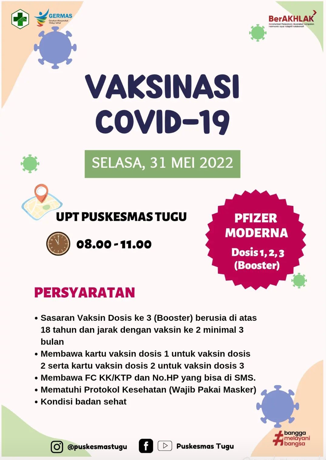 Jadwal Vaksin Covid-19 Trenggalek, Selasa 31 Mei 2022 4 Jadwal vaksin Covid-19 di Kecamatan Tugu