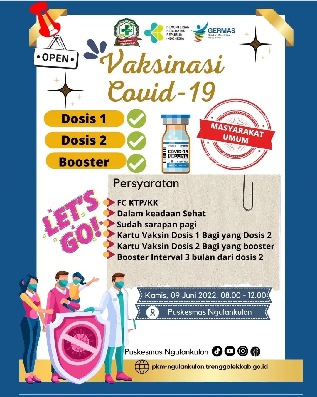 Info Vaksin Covid-19 Trenggalek, Kamis 09 Juni 2022 5 Jadwal vaksin Covid-19 di Kecamatan Pogalan