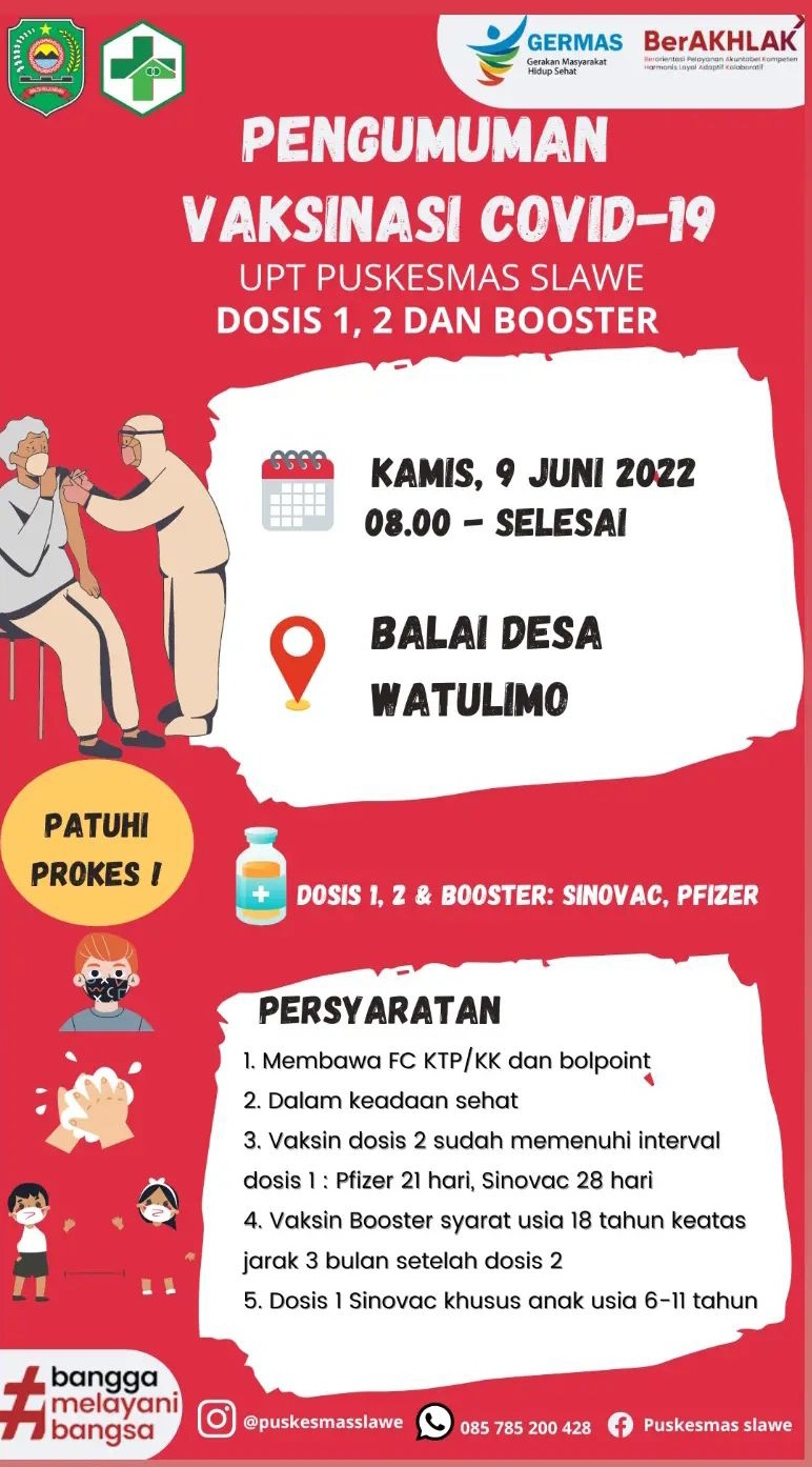 Info Vaksin Covid-19 Trenggalek, Kamis 09 Juni 2022 9 Jadwal vaksin Covid-19 di Kecamatan Watulimo