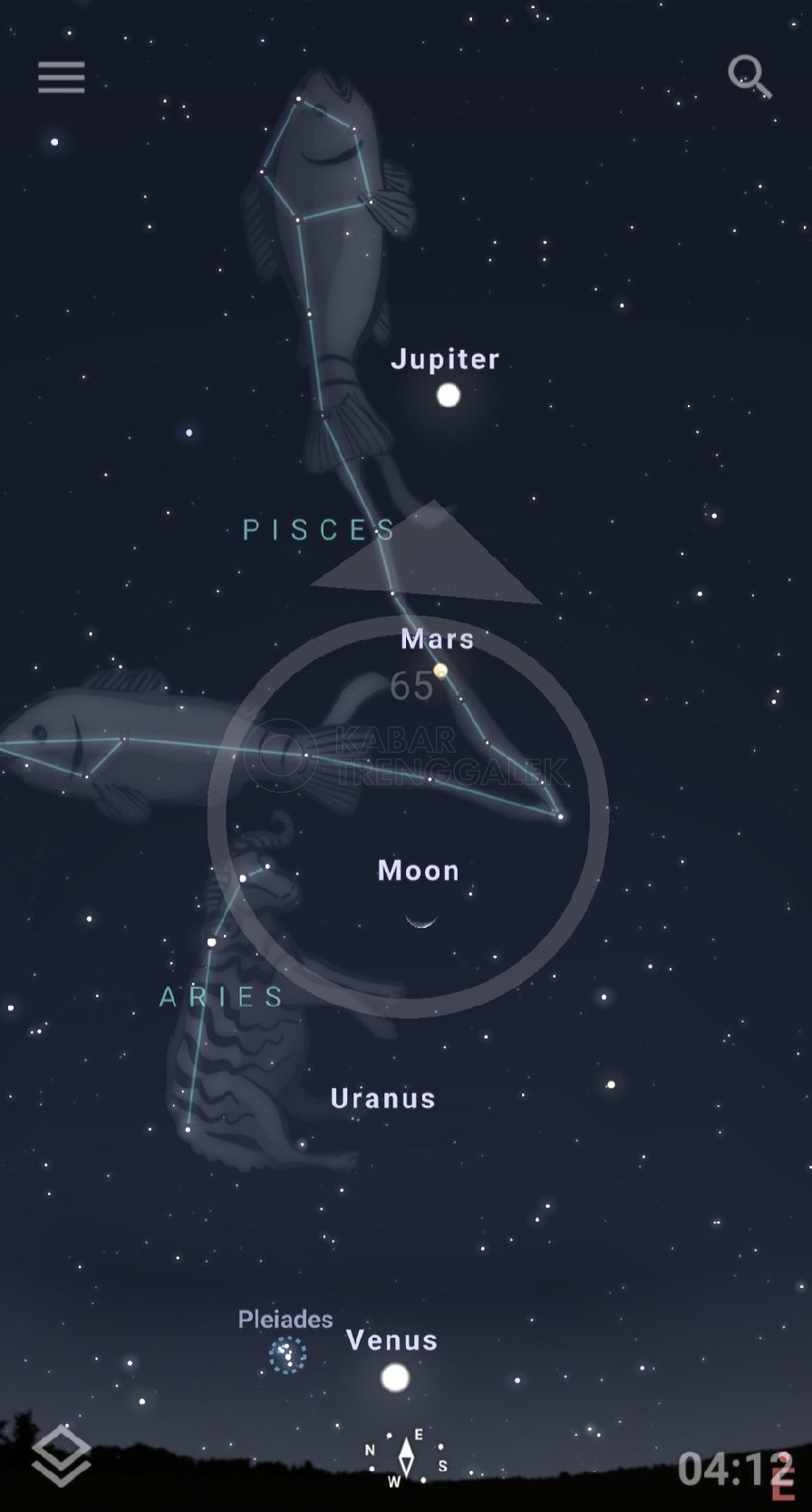 Hanya Terjadi 18 Tahun Sekali, Inilah Foto-Foto Fenomena Planet Sejajar Jumat 24 Juni 2022 5 Fenomena planet sejajar, foto oleh Aplikasi Stellarium