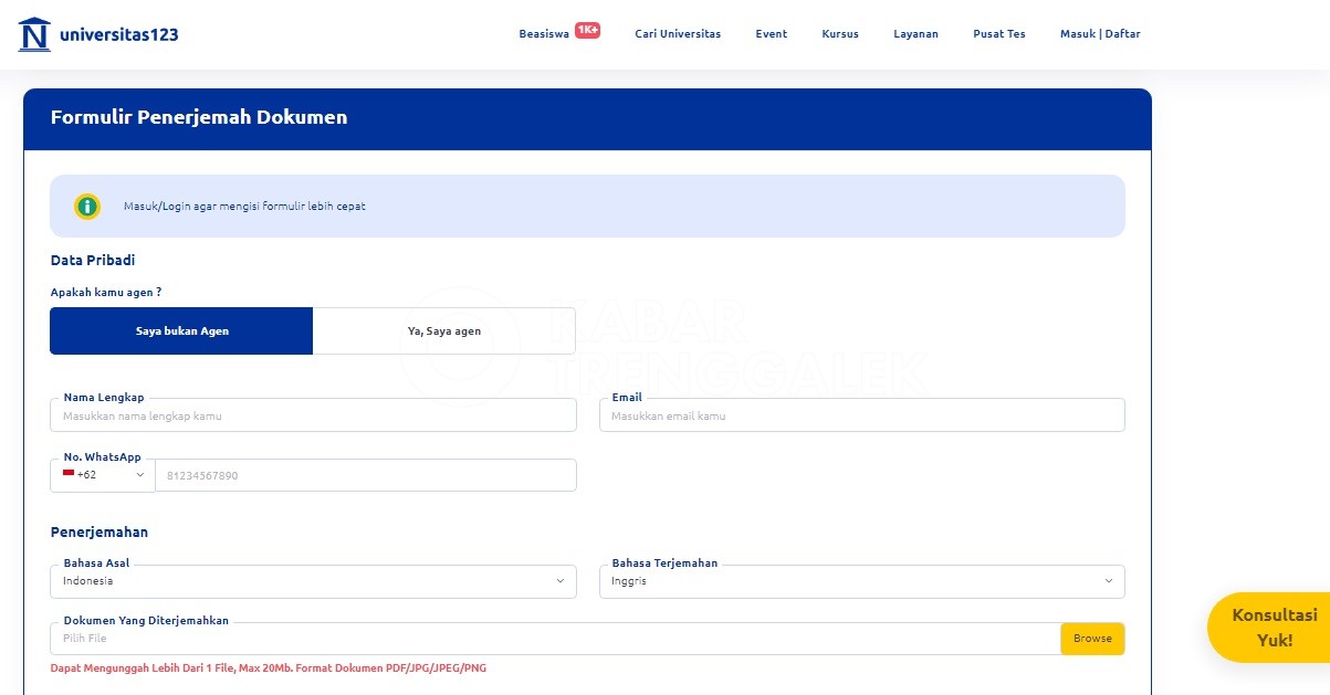 Cara Mudah Terjemahkan Dokumen secara Online di Jasa Penerjemah Tersumpah Universitas123 1 Formulir Penerjemah Dokumen di Jasa Penerjemah Tersumpah Universitas123