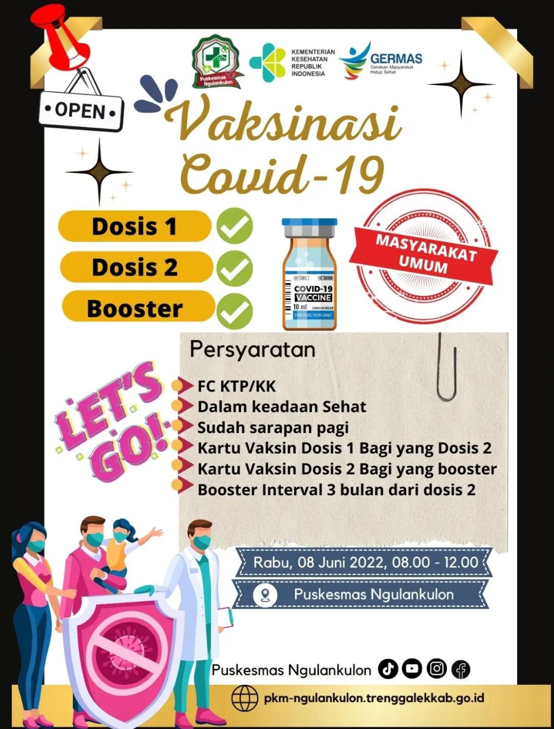 Info Vaksin Covid-19 Trenggalek, Rabu 08 Juni 2022 2 Jadwal vaksin Covid-19 di Kecamatan Pogalan