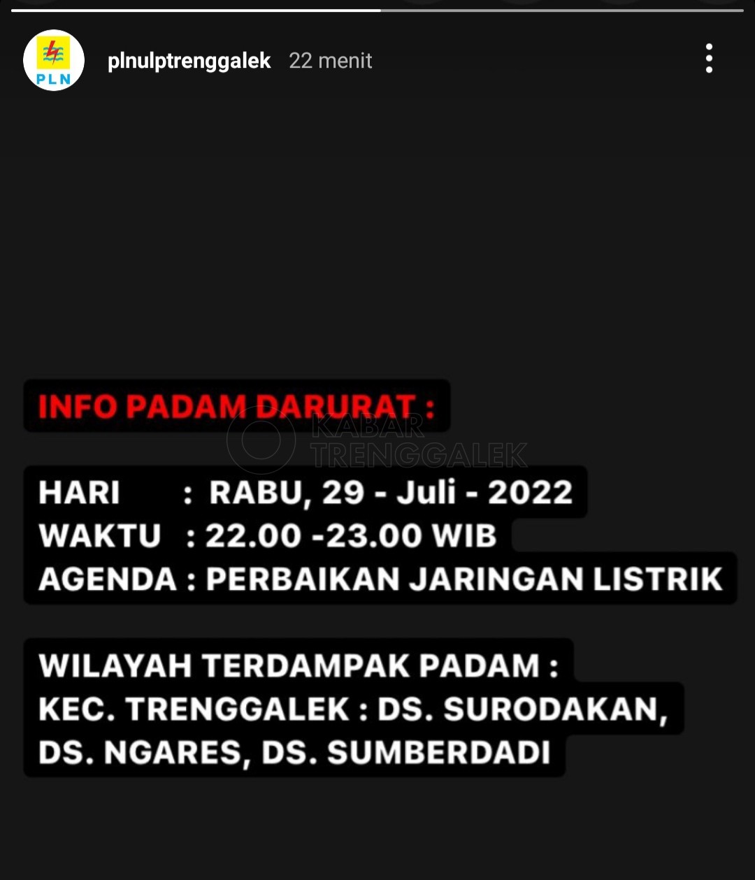 Informasi Pemadaman Listrik Trenggalek Terbaru, Rabu 29 Juni 2022 1 Info pemadaman listrik Trenggalek