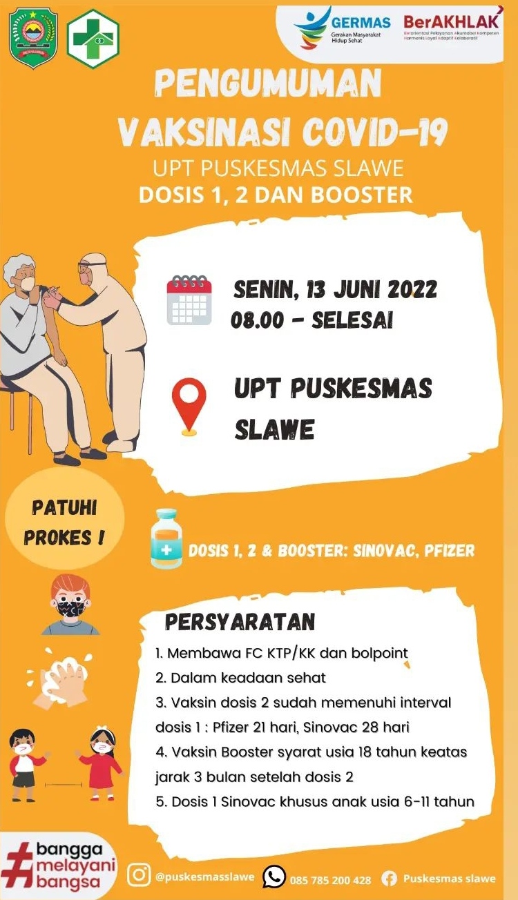 Info Vaksin Covid-19 Trenggalek, Senin 13 Juni 2022 3 Jadwal vaksin Covid-19 di Kecamatan Watulimo