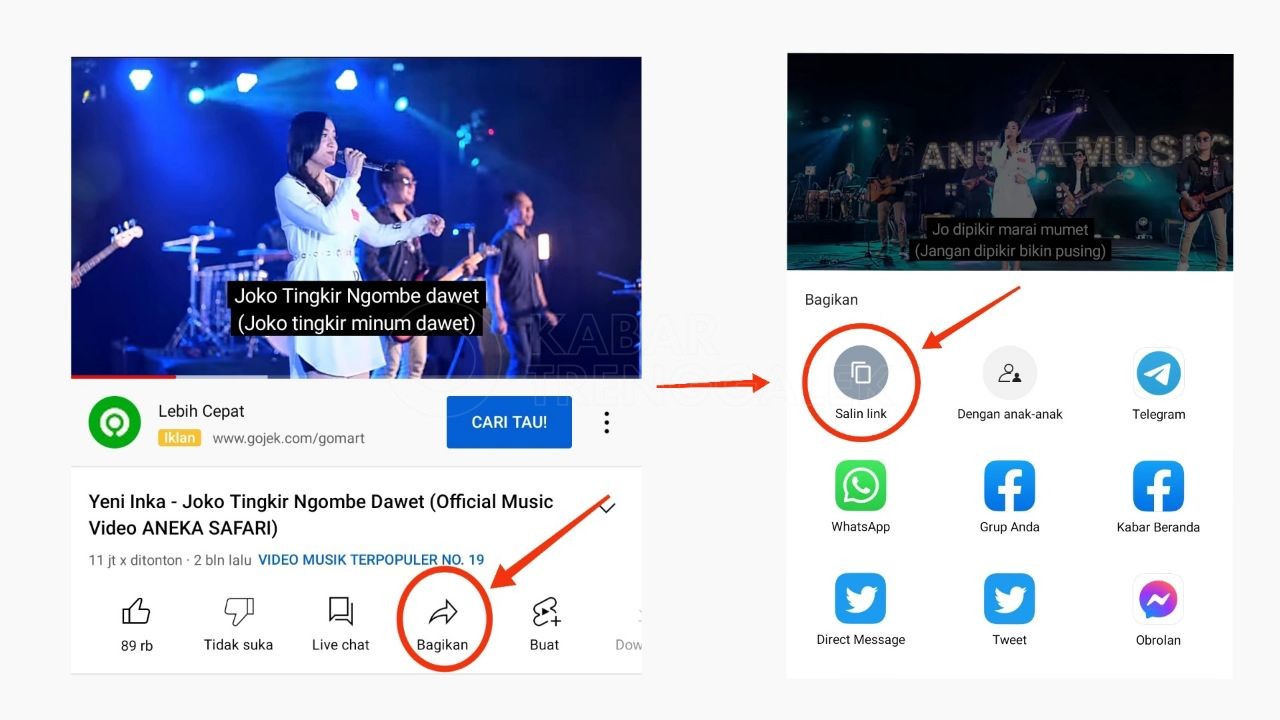 Cara Download Video di YouTube, Cepat dan Gratis 1 Tombol berbagi dan salin di YouTube