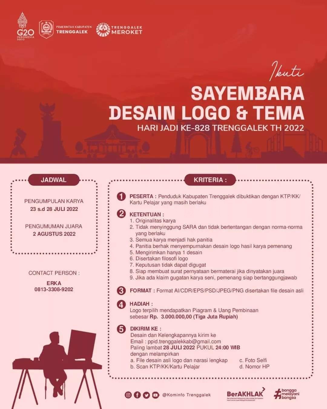 Sayembara Desain dan Logo Hari Jadi Trenggalek 2022, Hadiah Total Rp 3 Juta 1 Poster sayembara desain dan logo Hari Jadi Trenggalek 2022