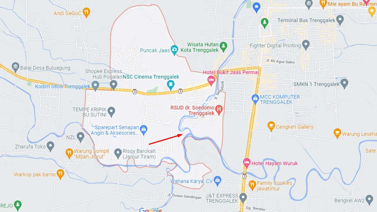 Jadi Langganan Banjir, Warga Tamanan: Bendungan Tugu Belum Efektif Mengatasi Banjir 2 Lokasi pertemuan dua aliran sungai di tamanan