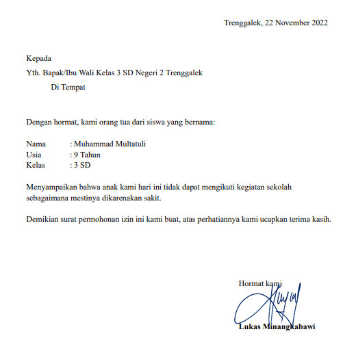 Form Surat Izin Sakit Sekolah Bagi Wali Murid, dari SD Sampai SMA, Tinggal Download dan Edit 1 Form Surat Izin Sakit Sekolah Bagi Wali Murid
