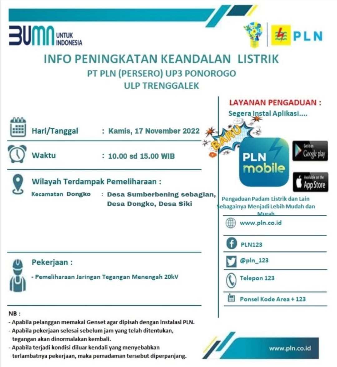 Jadwal Pemadaman Listrik Trenggalek Selama 5 Jam, Besok Kamis 1 Info pemadaman listrik Trenggalek Kamis 17 November 2022