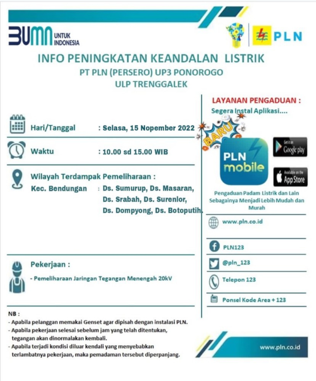 Jadwal Pemadaman Listrik Trenggalek Hari Ini, Catat Jamnya 1 Info pemadaman listrik Trenggalek Selasa 15 November 2022