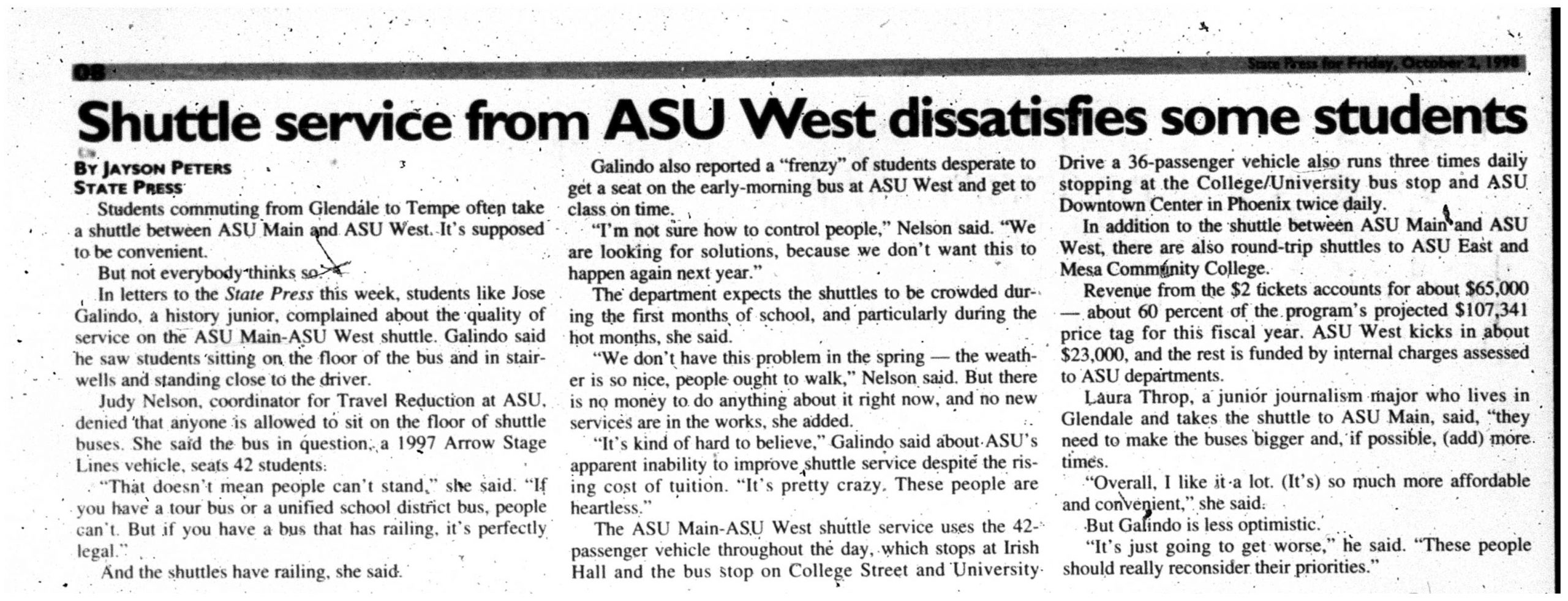 Shuttle service from ASU West dissatisfies some students