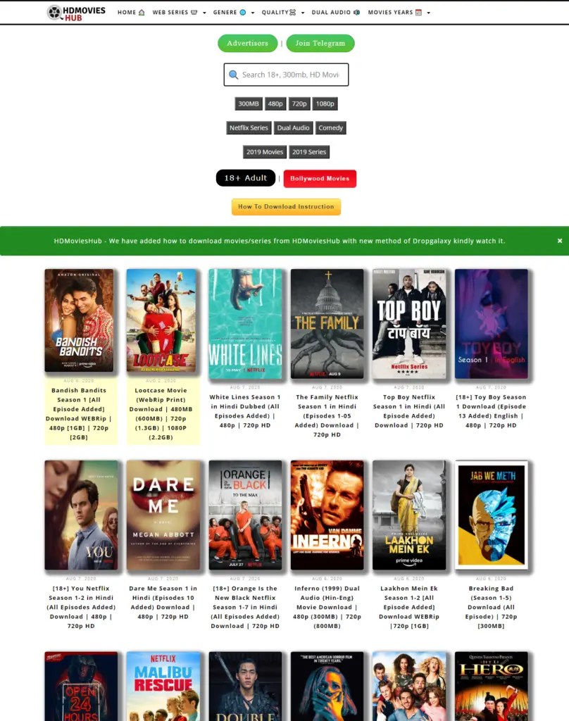 HDMoviesHub 2021 Latest Bollywood 300MB Movies Download