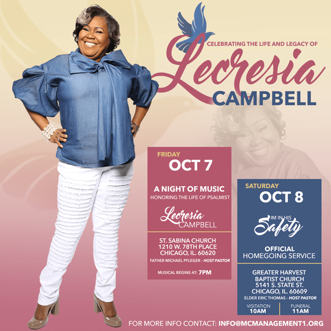 Gospel Vocalist Lecresia Campbell Passes Away Journal of Gospel Music