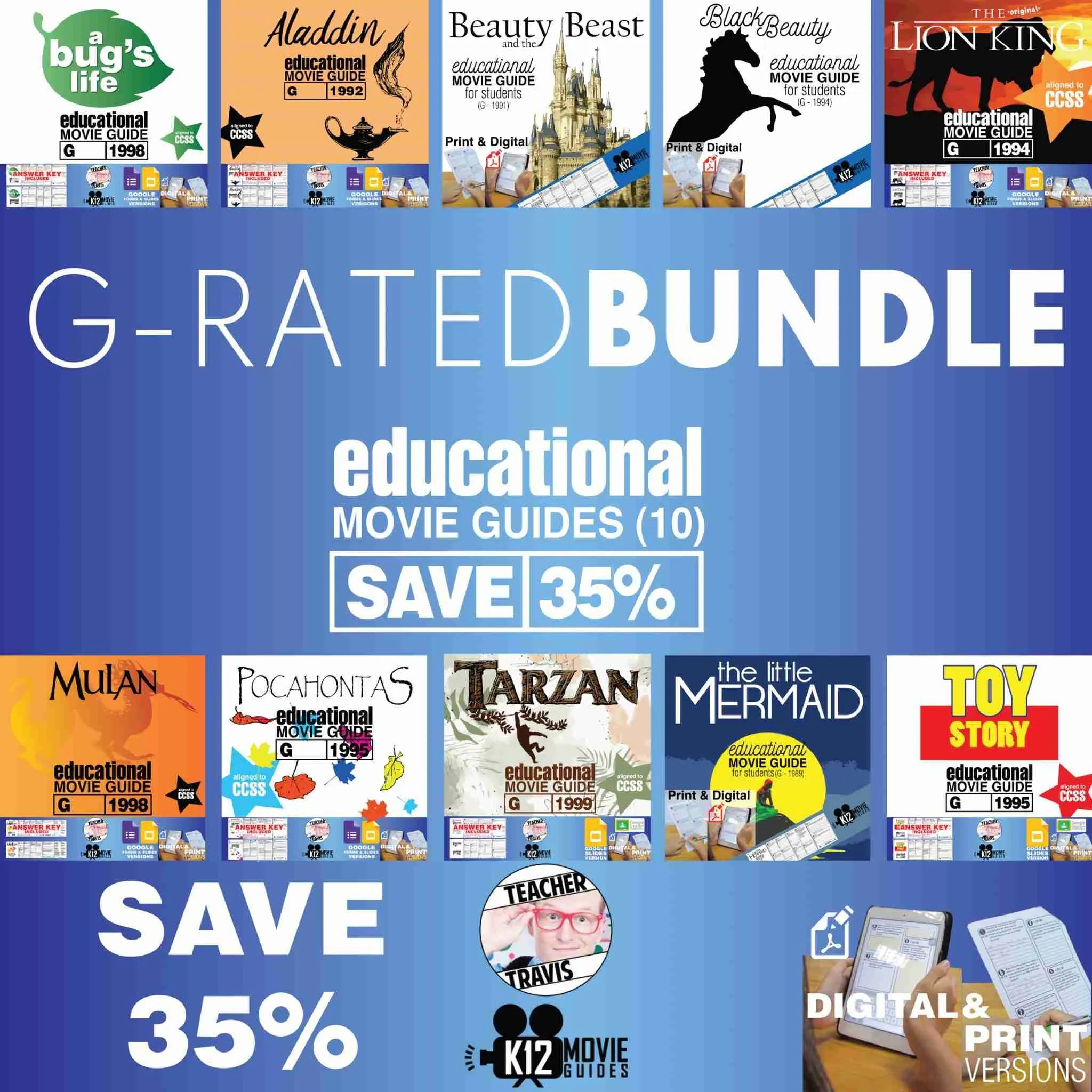 GRated Movie Guide Bundle 1 10 Pack SAVE 35 K12MovieGuides