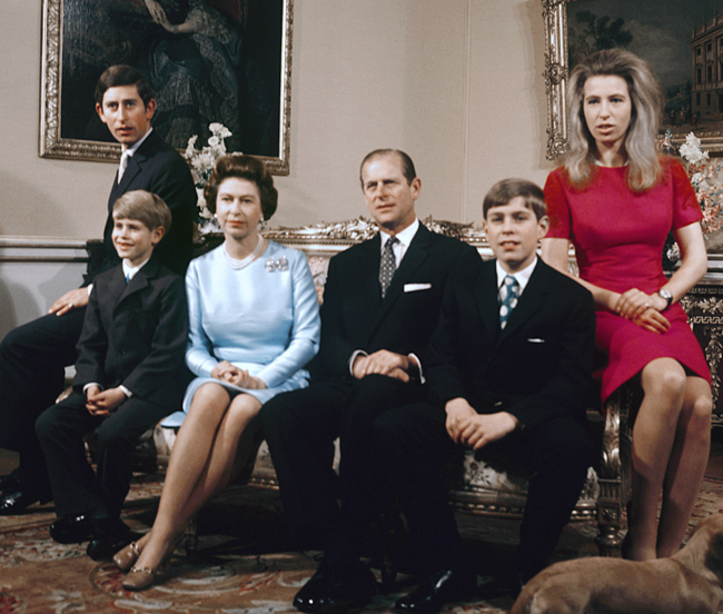 All grown up, the Queen poses for a portrait with her children in