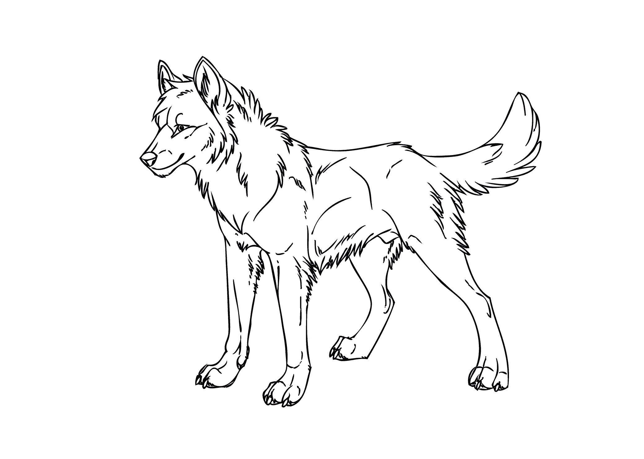 Anime Love Wolf Coloring Pages