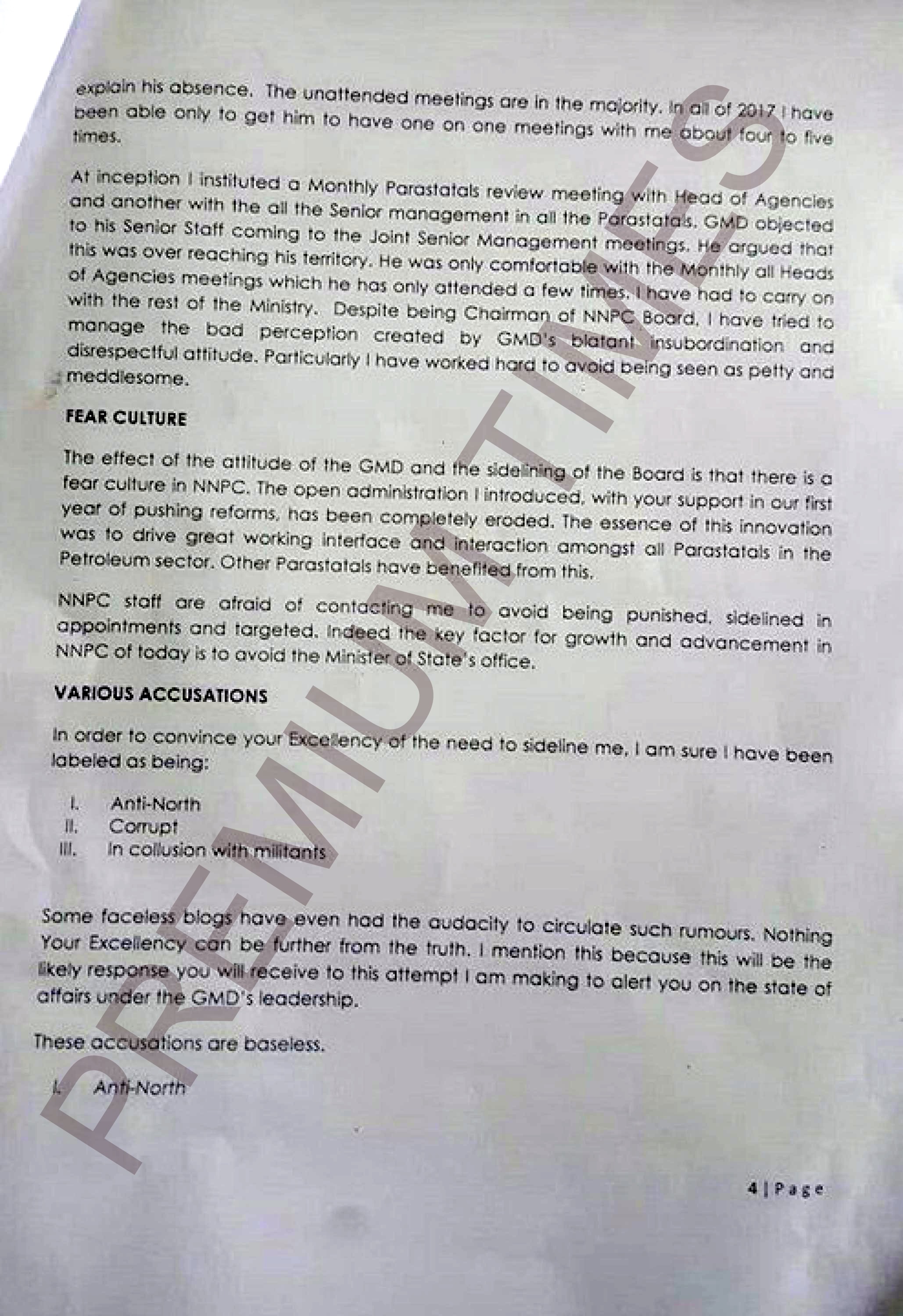Kachikwu's Letter to PMB-4