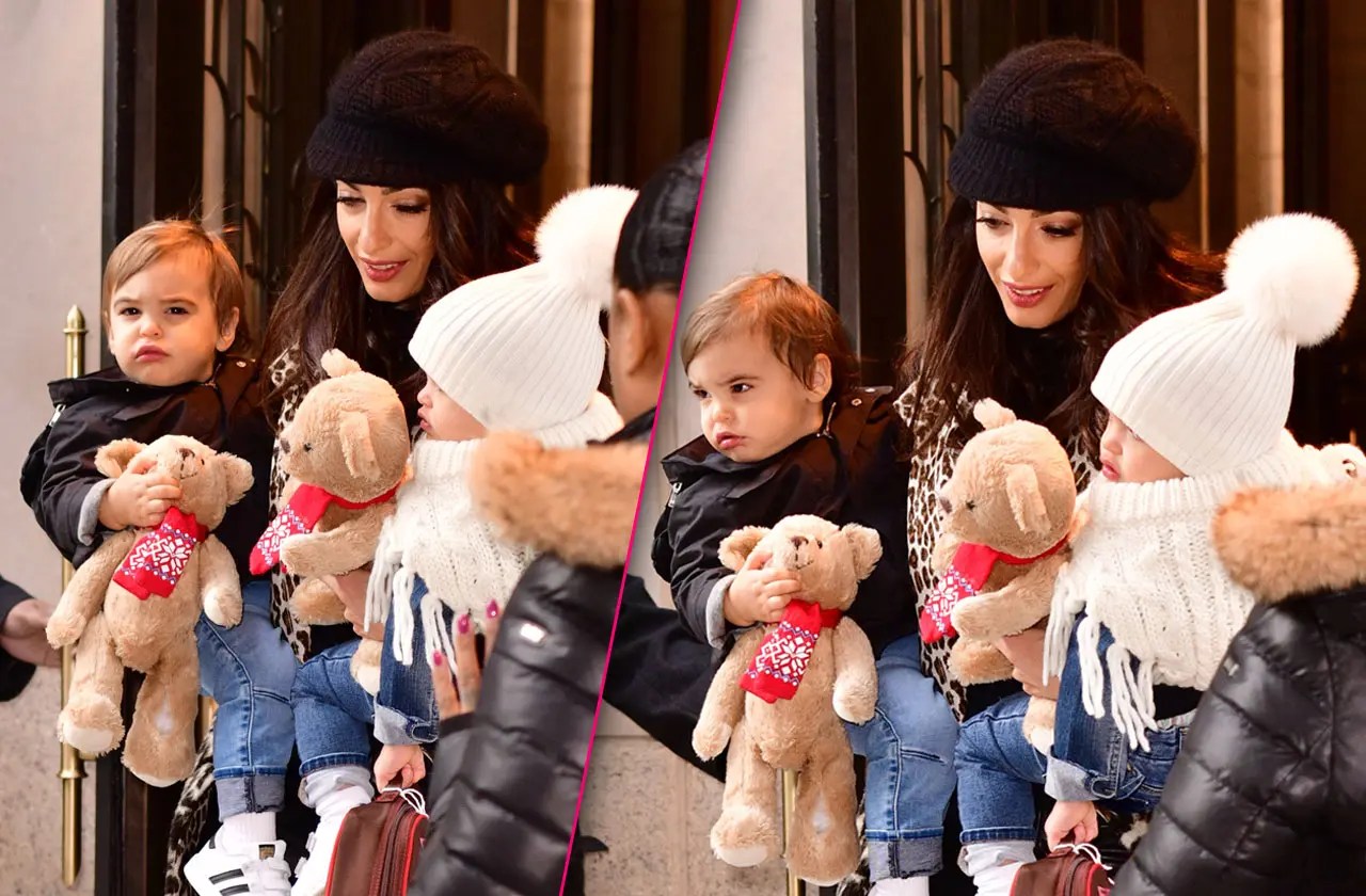 Amal Clooney Steps Out With Twins Ella & Alexander — See Photos
