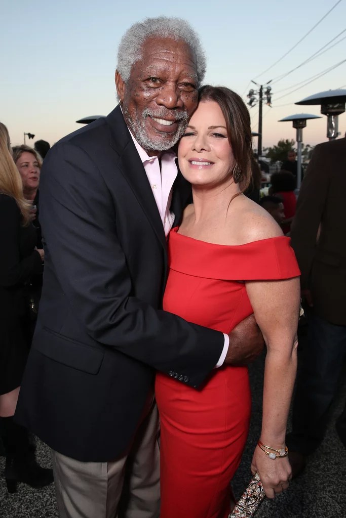 Freeman and Marcia Gay Harden Kissing at CBS Party POPSUGAR