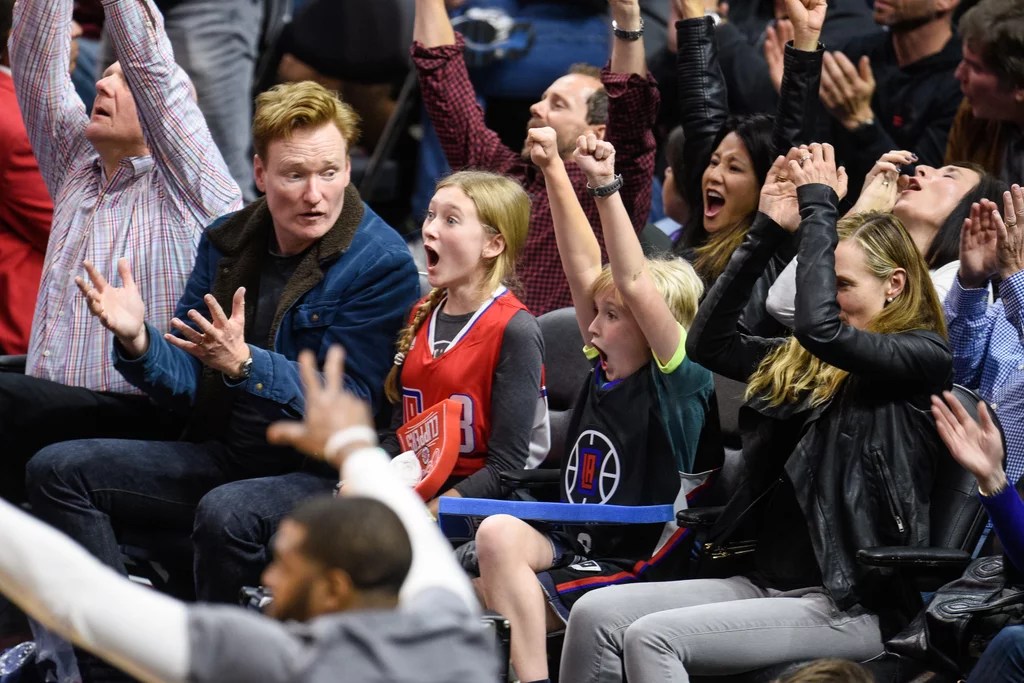 Conan O'Brien and Kids at the Clippers Game January 2016 POPSUGAR