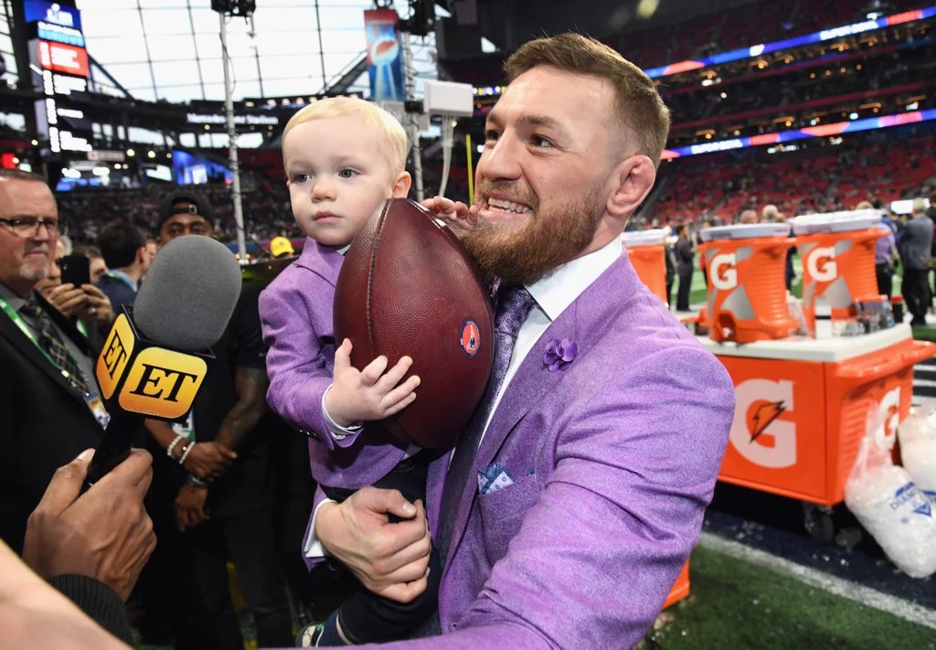 Conor McGregor and His Son Conor Jack McGregor Jr. Celebrities at the Super Bowl 2019